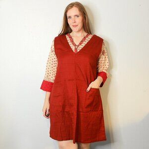 NWT Gudrun Sjoden Woven Solid Dress Large Sleeveless V Neck